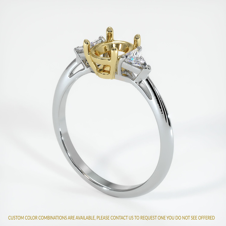 18K Yellow & White Three Stone Ring Setting