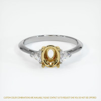 18K Yellow & White Three Stone Ring Setting Image