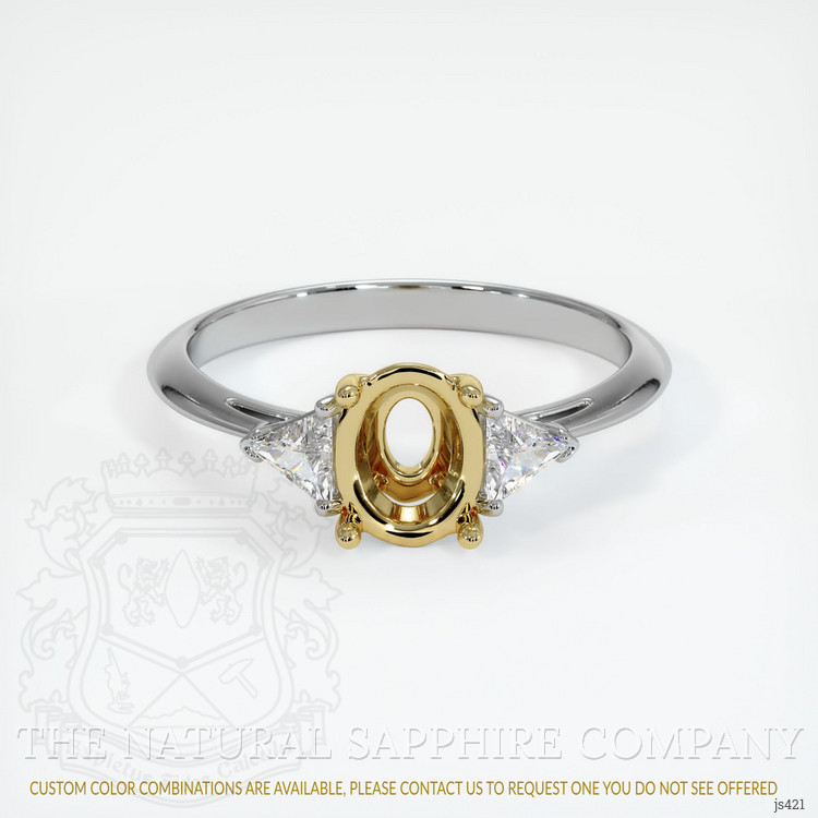18K Yellow & White Three Stone Ring Setting