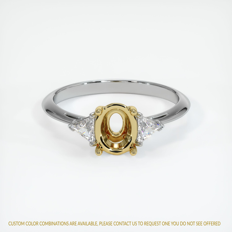 18K Yellow & White Three Stone Ring Setting