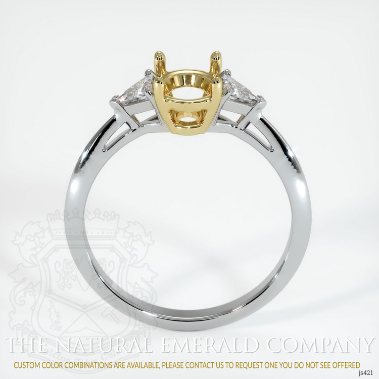 18K Yellow & White Three Stone Ring Setting