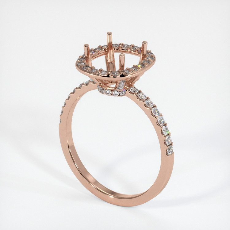 14K Rose Gold Pave Ring Setting