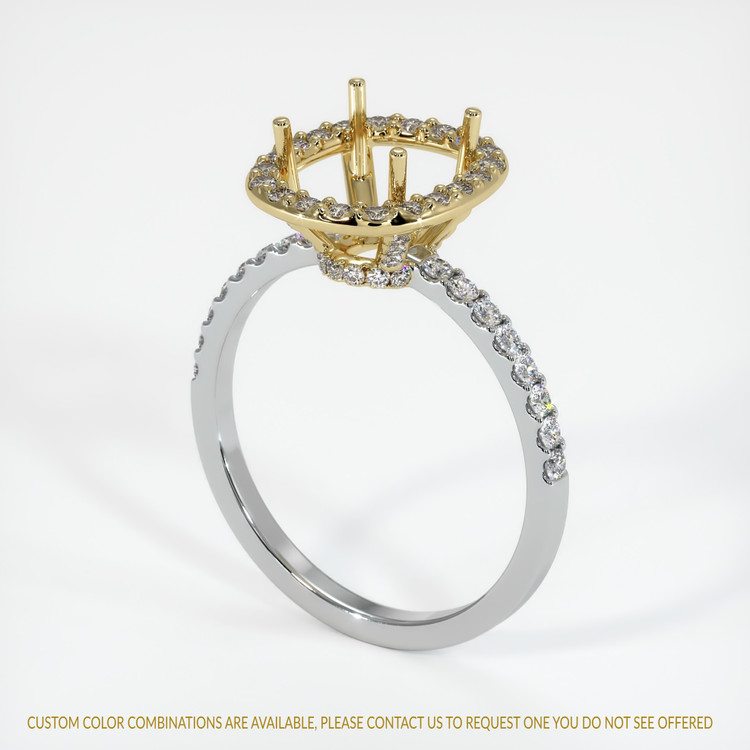 14K Yellow & White Pave Ring Setting