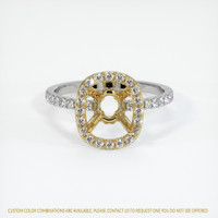 14K Yellow & White Pave Ring Setting Image