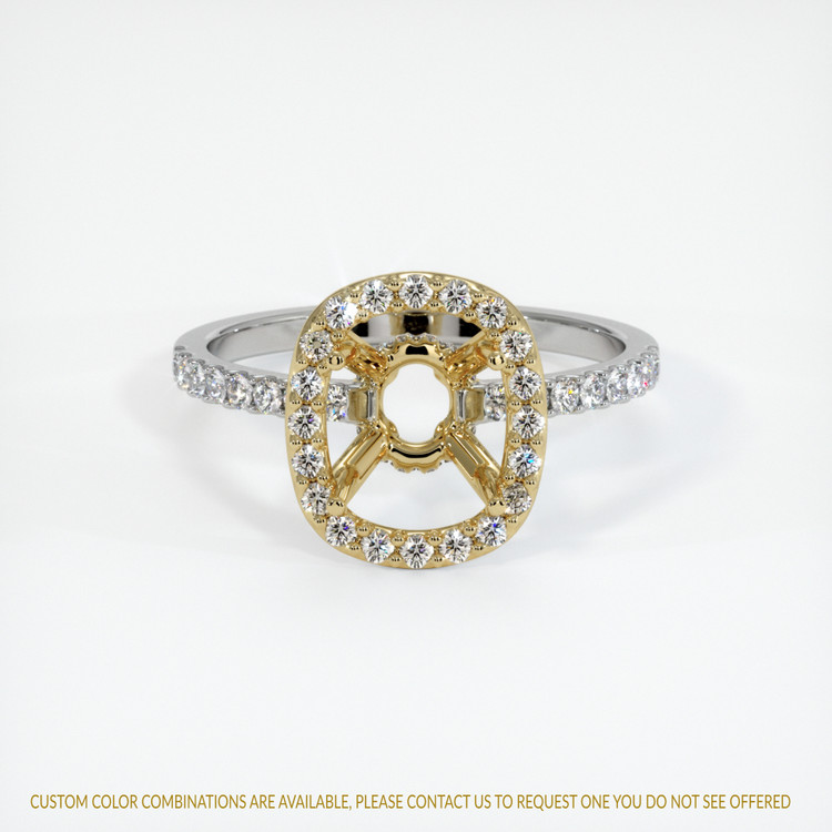 14K Yellow & White Pave Ring Setting