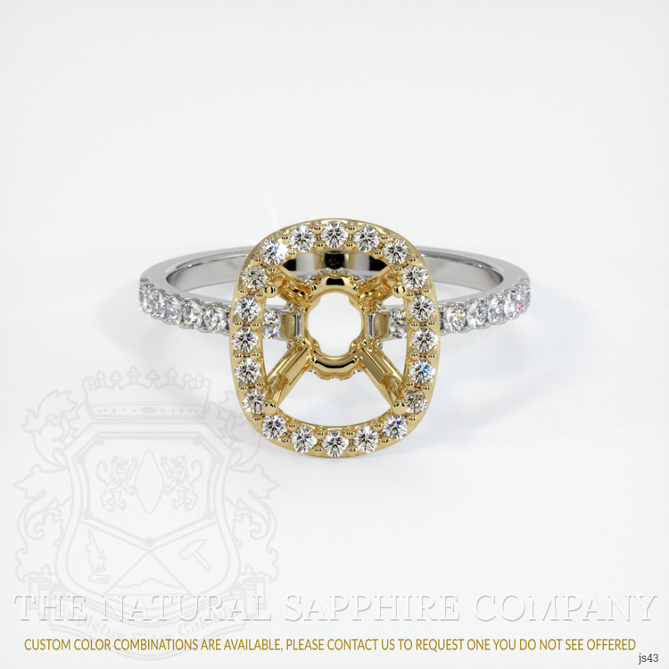 14K Yellow & White Pave Ring Setting