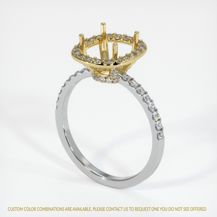 18K Yellow & White Pave Ring Setting