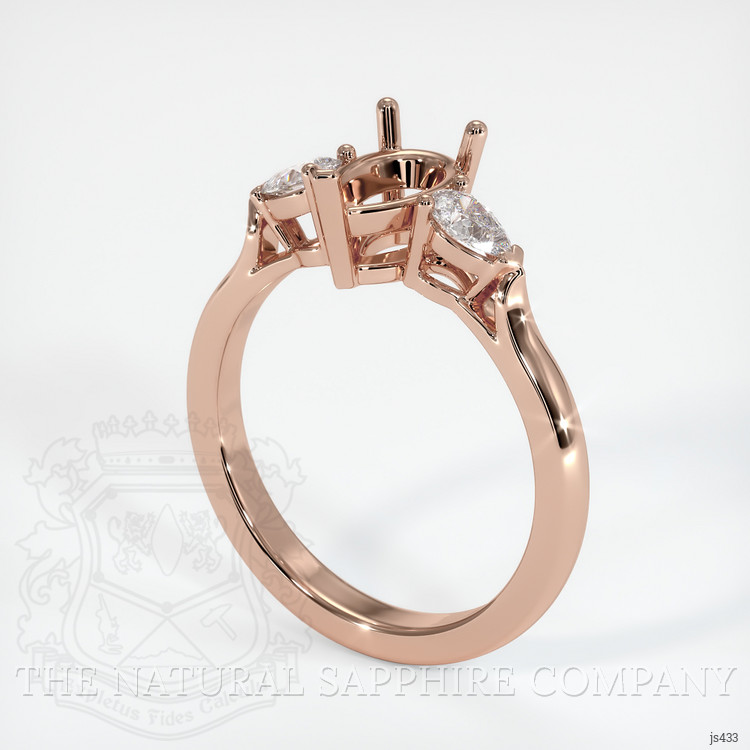 14K Rose Gold Three Stone Ring Setting