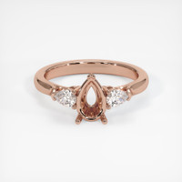 14K Rose Gold Three Stone Ring Setting Image