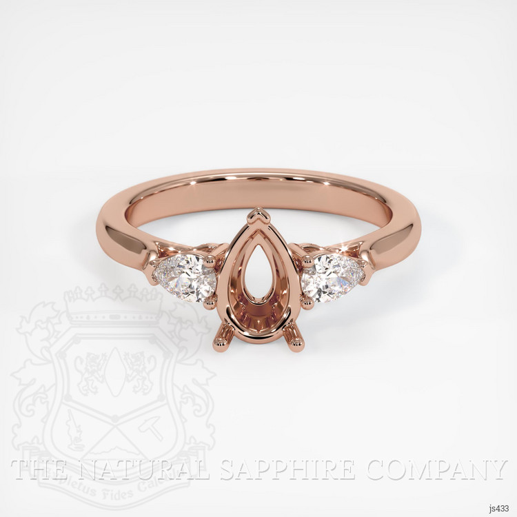 14K Rose Gold Three Stone Ring Setting