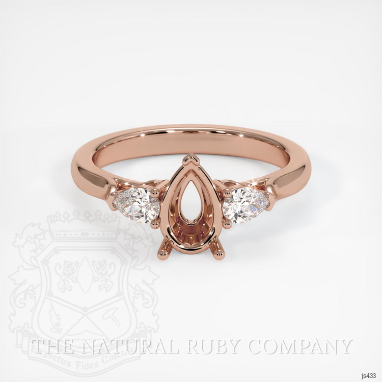 14K Rose Gold Three Stone Ring Setting