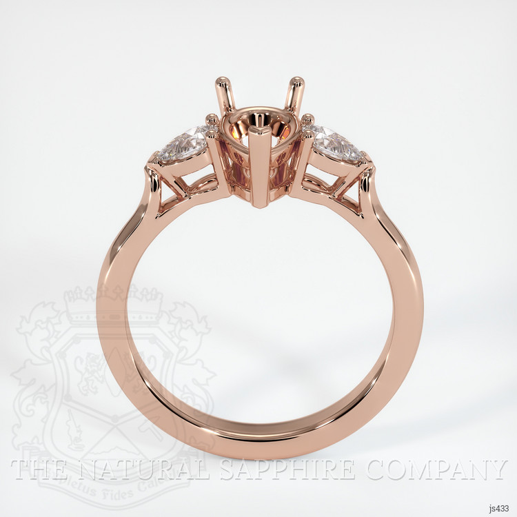 14K Rose Gold Three Stone Ring Setting