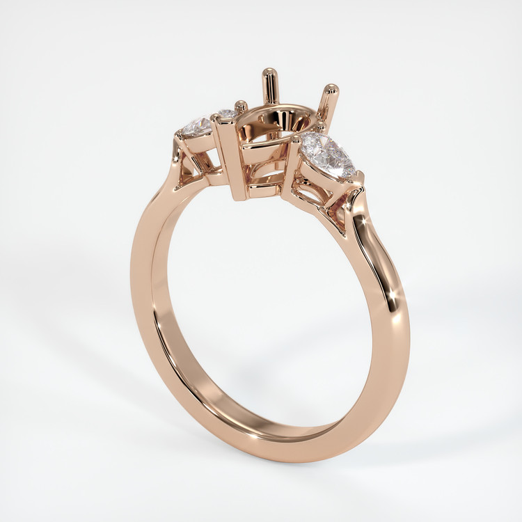 18K Rose Gold Three Stone Ring Setting