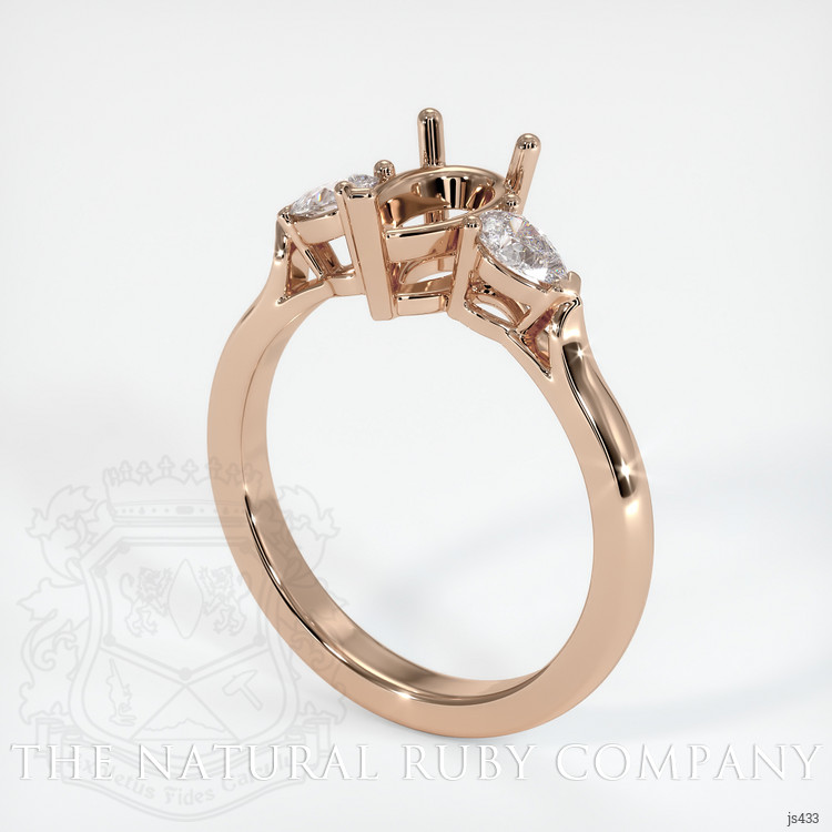 18K Rose Gold Three Stone Ring Setting