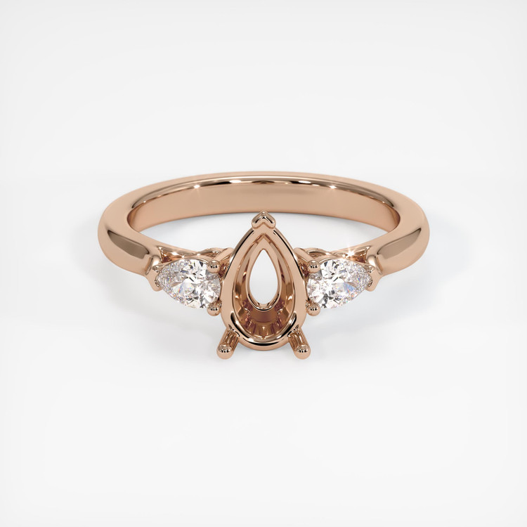 18K Rose Gold Three Stone Ring Setting