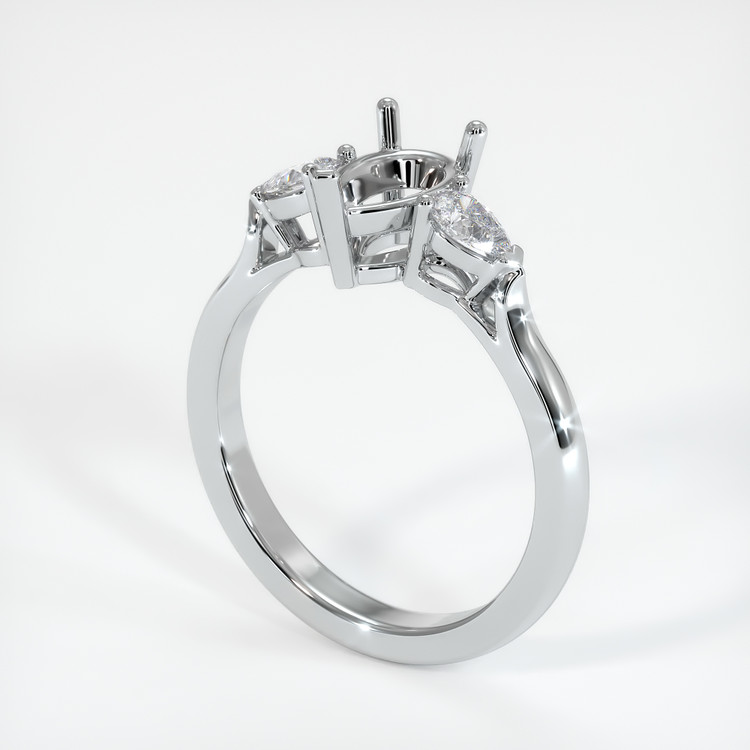 14K White Gold Three Stone Ring Setting