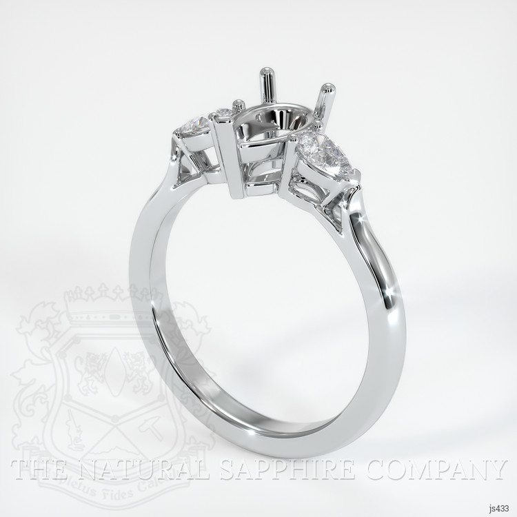 14K White Gold Three Stone Ring Setting