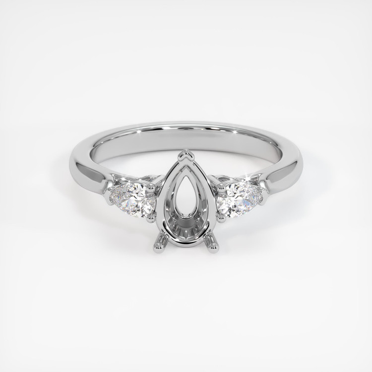 14K White Gold Three Stone Ring Setting