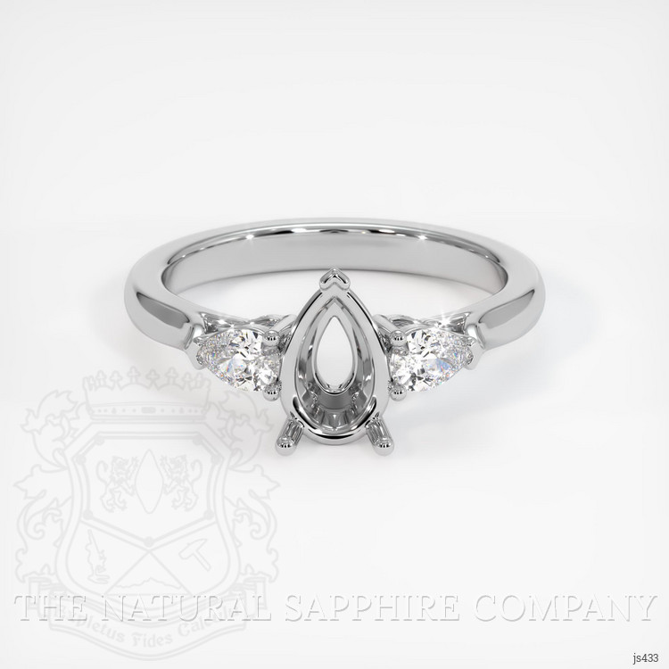 14K White Gold Three Stone Ring Setting