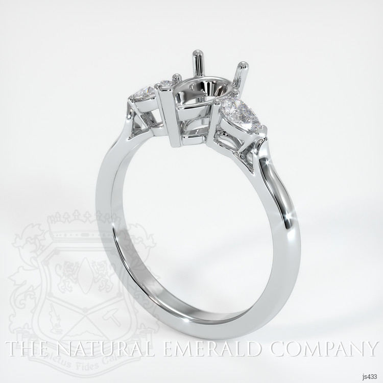 18K White Gold Three Stone Ring Setting