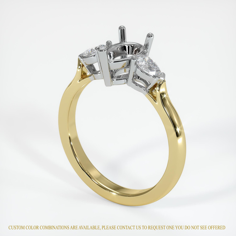 14K White & Yellow Three Stone Ring Setting