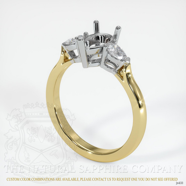 14K White & Yellow Three Stone Ring Setting