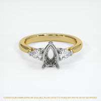 14K White & Yellow Three Stone Ring Setting Image