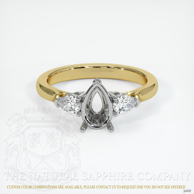 14K White & Yellow Three Stone Ring Setting