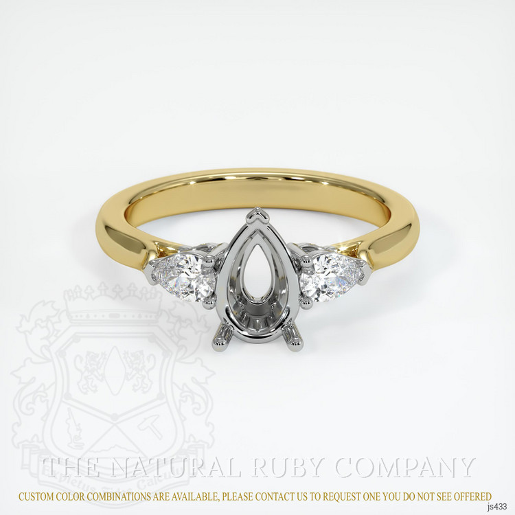 14K White & Yellow Three Stone Ring Setting