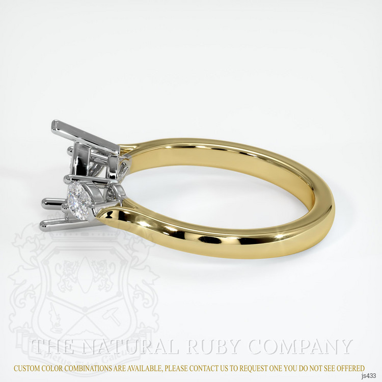 14K White & Yellow Three Stone Ring Setting