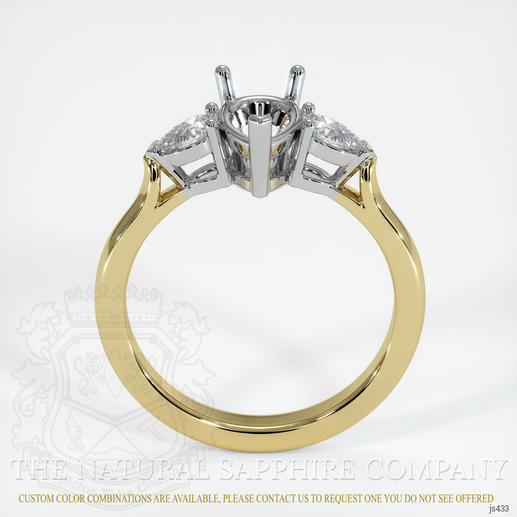 14K White & Yellow Three Stone Ring Setting
