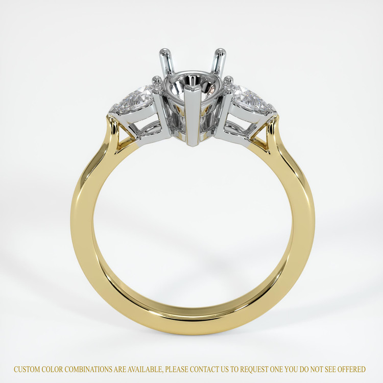 18K White & Yellow Three Stone Ring Setting