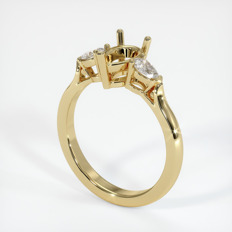 10K Yellow Gold Three Stone Ring Setting