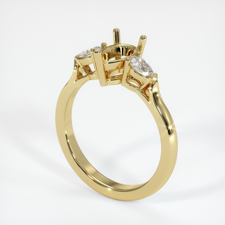 18K Yellow Gold Three Stone Ring Setting