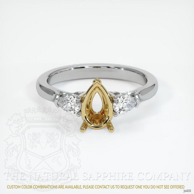 14K Yellow & White Three Stone Ring Setting