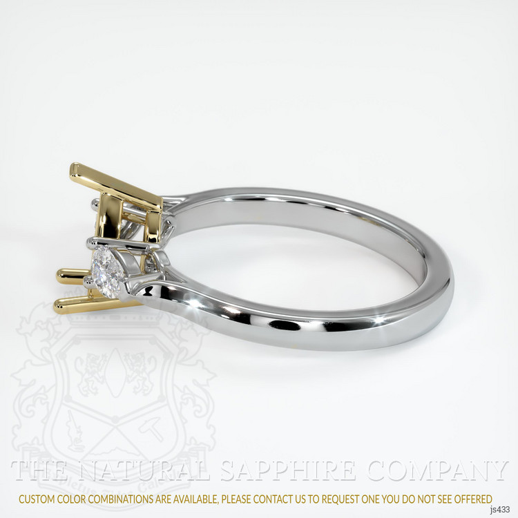 14K Yellow & White Three Stone Ring Setting