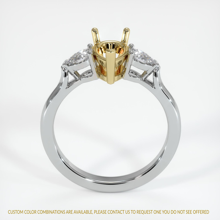 14K Yellow & White Three Stone Ring Setting