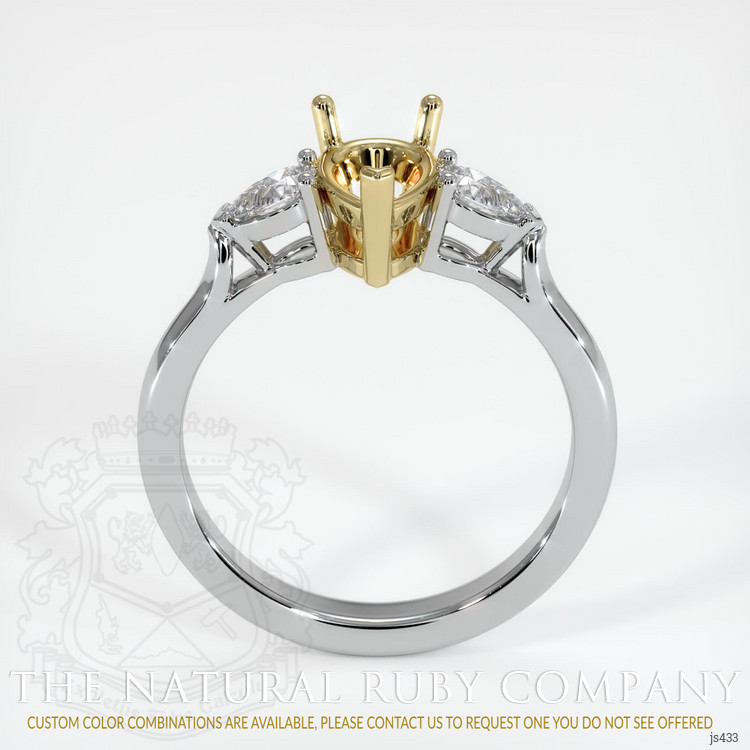 14K Yellow & White Three Stone Ring Setting