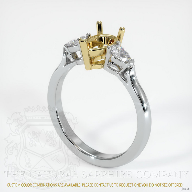 18K Yellow & White Three Stone Ring Setting