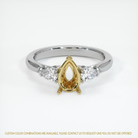 18K Yellow & White Three Stone Ring Setting Image