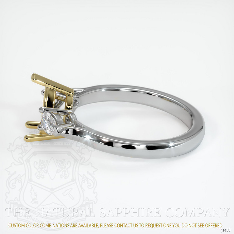 18K Yellow & White Three Stone Ring Setting