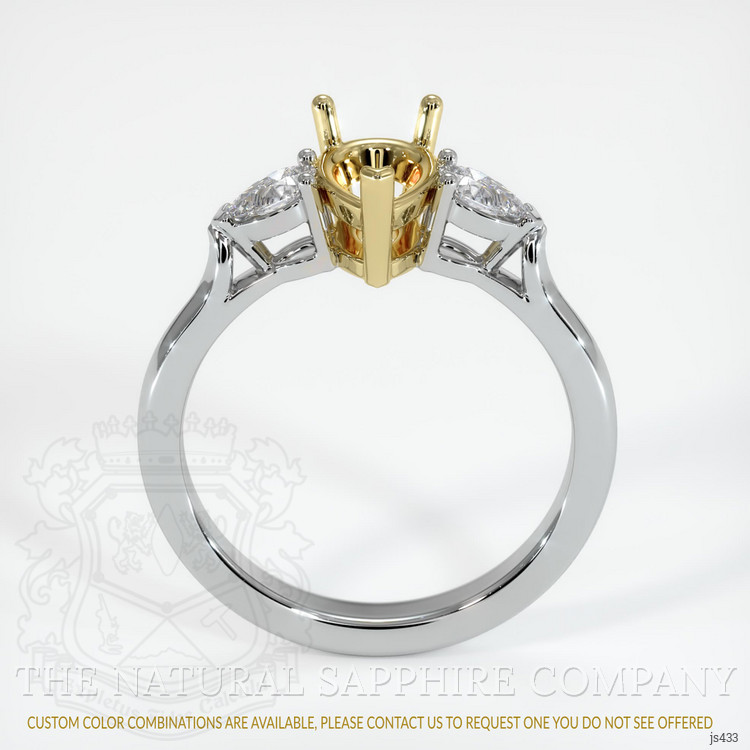 18K Yellow & White Three Stone Ring Setting