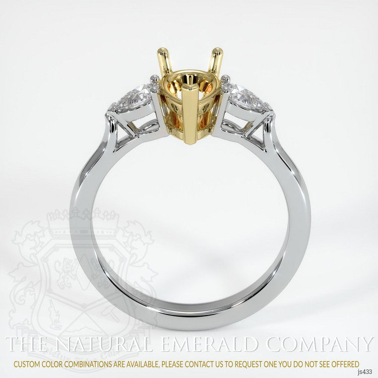18K Yellow & White Three Stone Ring Setting