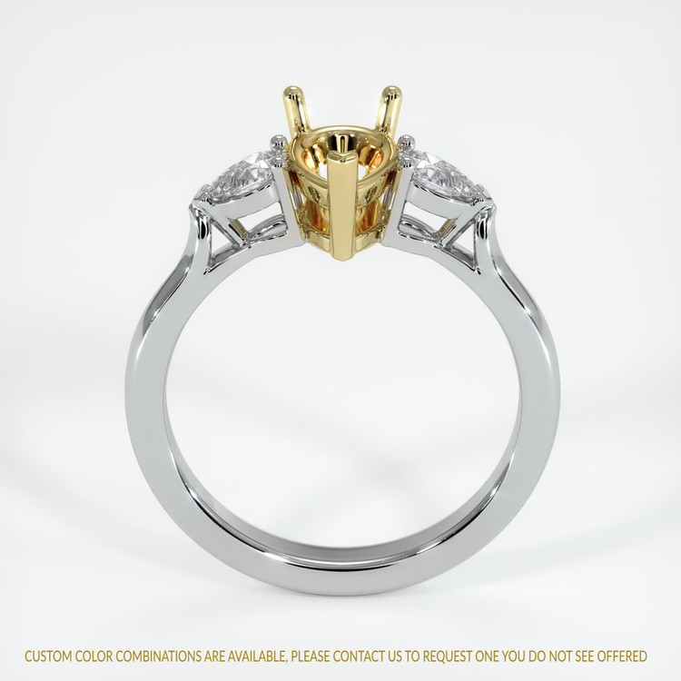 18K Yellow & White Three Stone Ring Setting