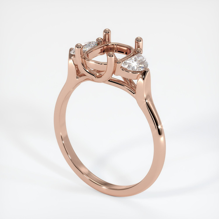 14K Rose Gold Three Stone Ring Setting