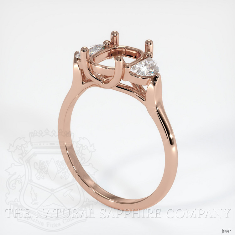 14K Rose Gold Three Stone Ring Setting