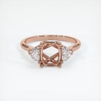 14K Rose Gold Three Stone Ring Setting Image