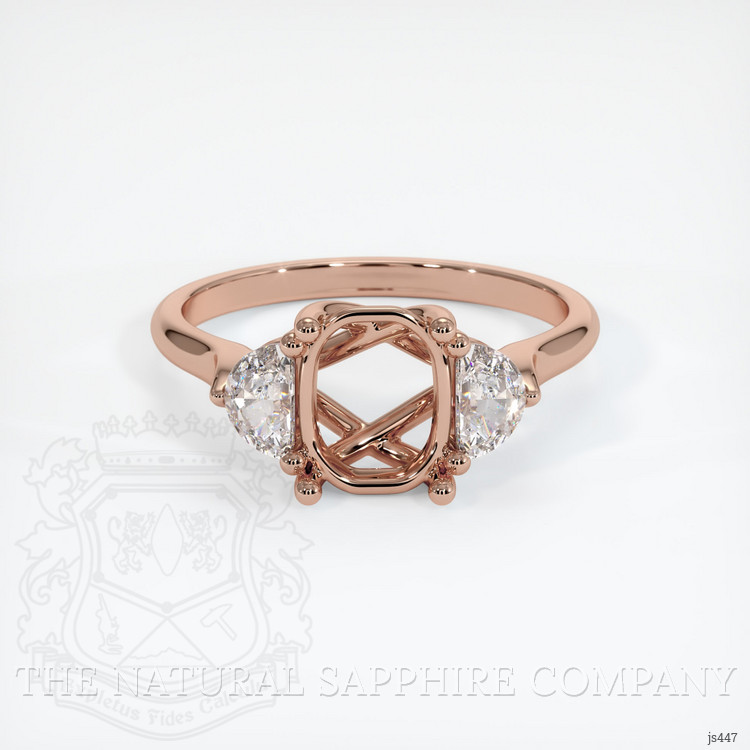 14K Rose Gold Three Stone Ring Setting