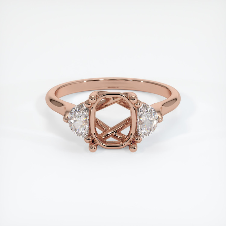 14K Rose Gold Three Stone Ring Setting
