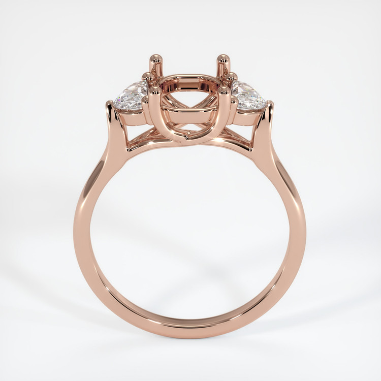 14K Rose Gold Three Stone Ring Setting